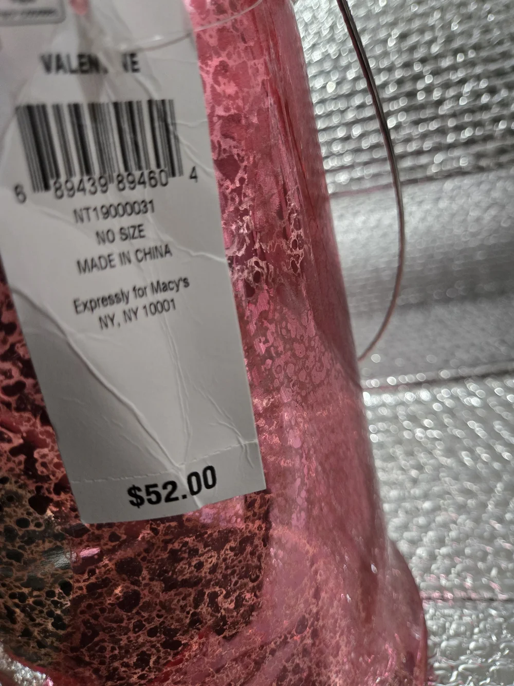 Pink Murcury Glass Hurricane Lantern with Handle.. *Martha Stewart